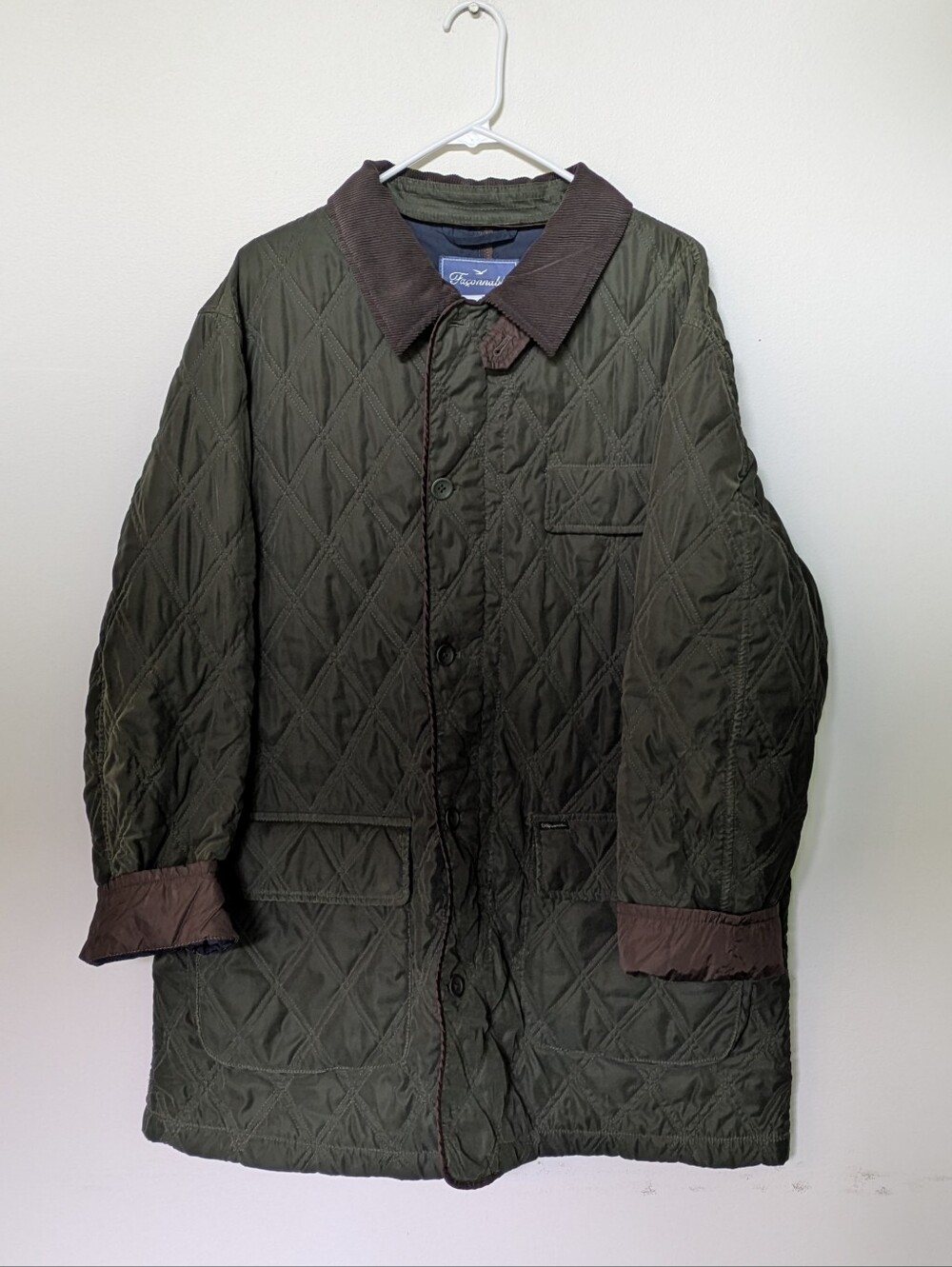 FACONNABLE Green Quilted Barn Jacket, XL